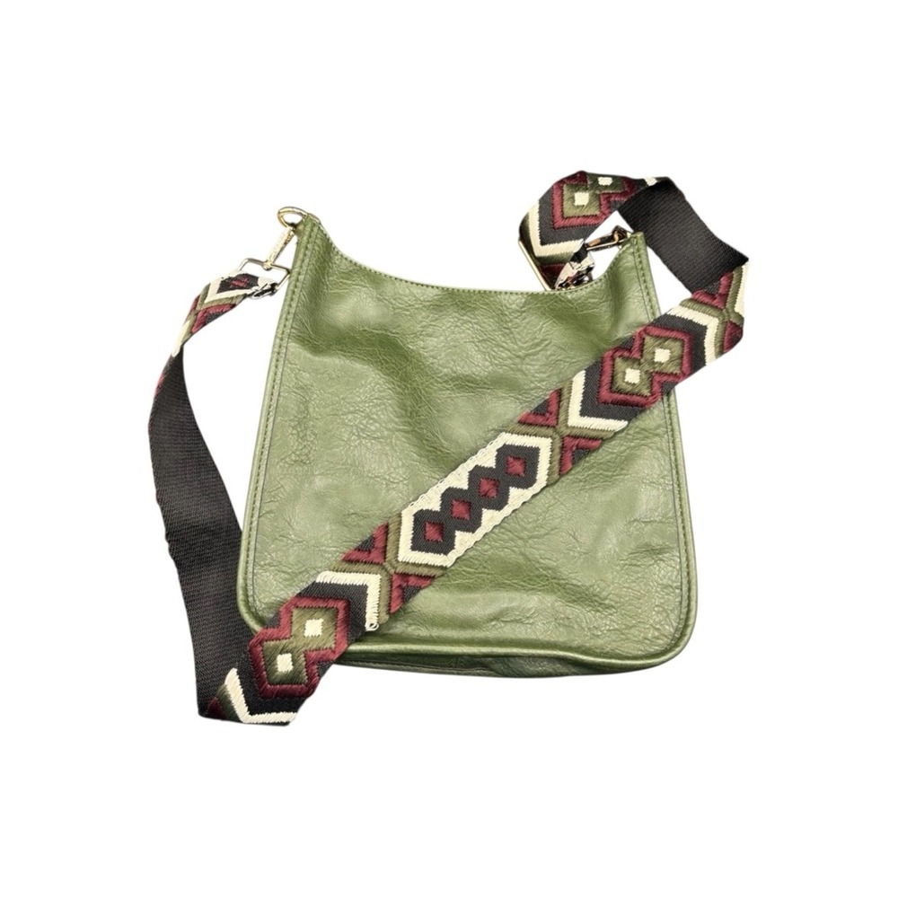 Ahdorned Women's Purse Messenger Crossbody Bag Adjustable Strap Faux Olive Green